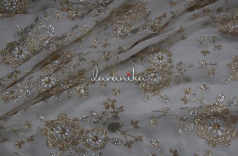 Sequin work, Thread Embroidery on Dyeable Georgette Fabric Dno29973RFD